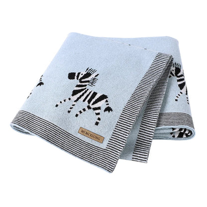 Baby Blankets Newborn Cartoon Swaddle Wrap Monthly Blankets 100%Cotton Knitted Toddler Infant Outdoor Playing Clip Mats 100*80cm