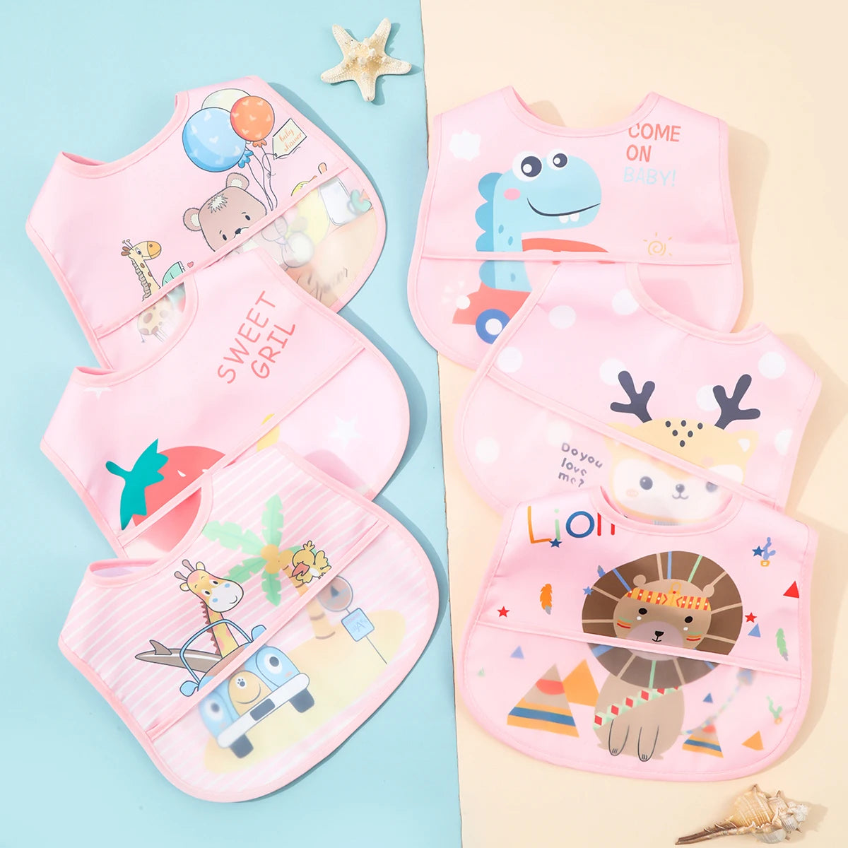 Baby Bibs: Cartoon Bibs Waterproof Bandanas for Newborns