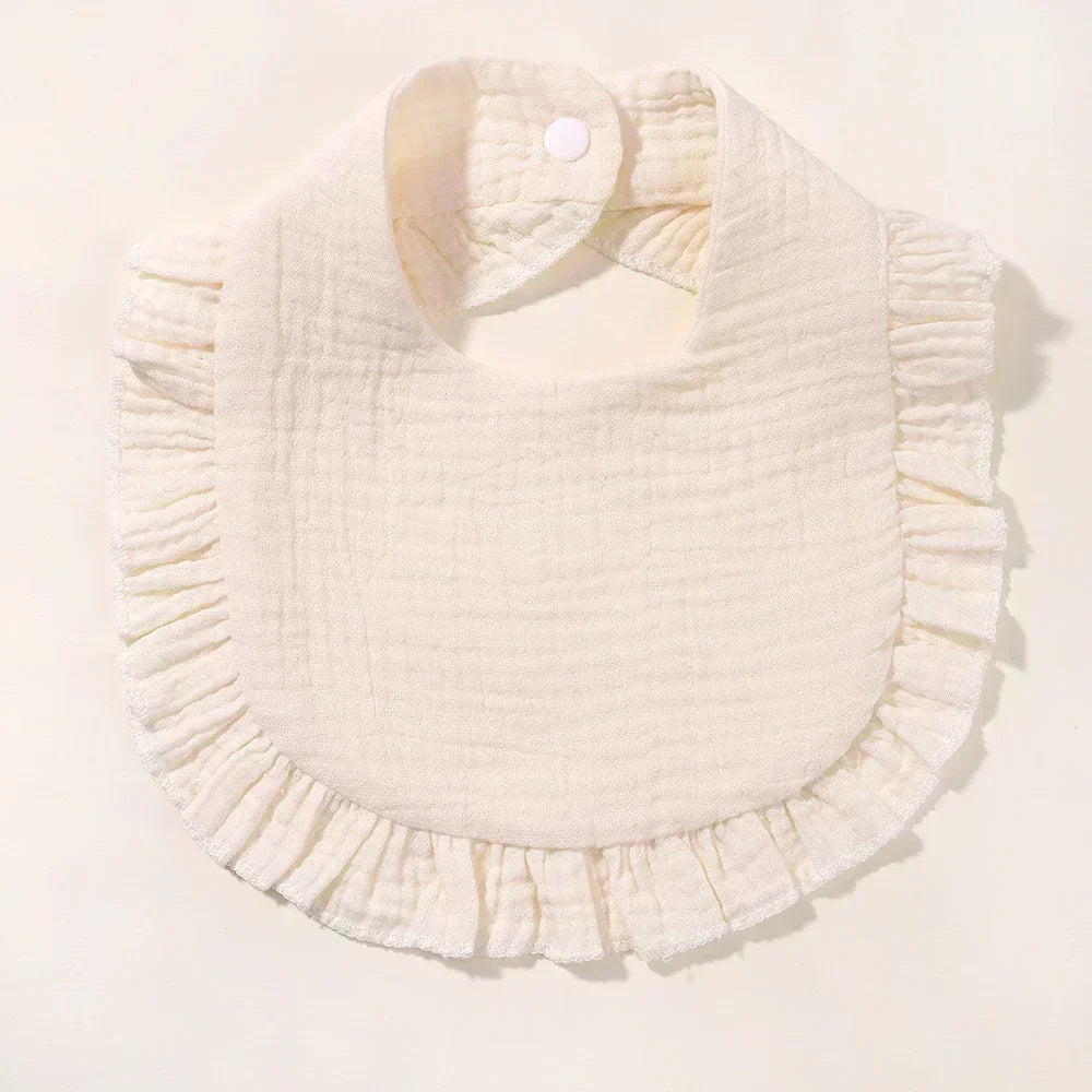 Baby Feeding Bibs - Linen Ruffle Bandana for Newborns