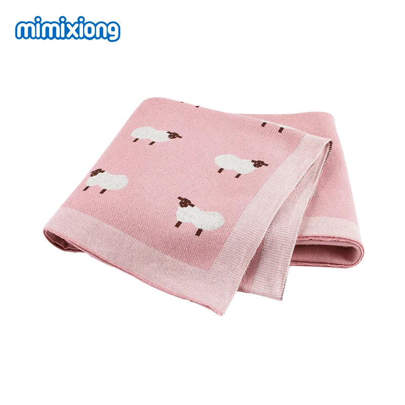 Baby Blankets Newborn Cartoon Swaddle Wrap Monthly Blankets 100%Cotton Knitted Toddler Infant Outdoor Playing Clip Mats 100*80cm