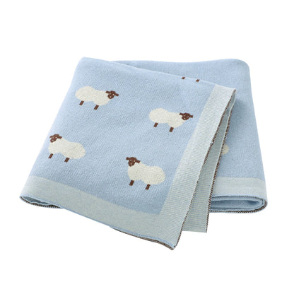 Baby Blankets Newborn Cartoon Swaddle Wrap Monthly Blankets 100%Cotton Knitted Toddler Infant Outdoor Playing Clip Mats 100*80cm