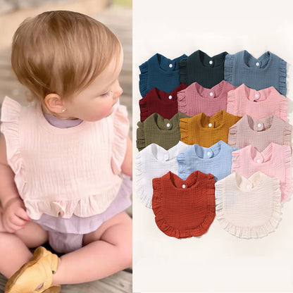 Baby Feeding Bibs - Linen Ruffle Bandana for Newborns