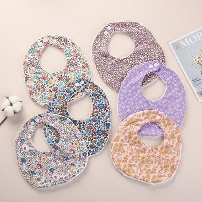 Flower Print Baby Bib Stuff Cotton Adjustable Snap Bandana Scarf for Kids Newborn Boys Girls Feeding Saliva Towel Burp Cloth