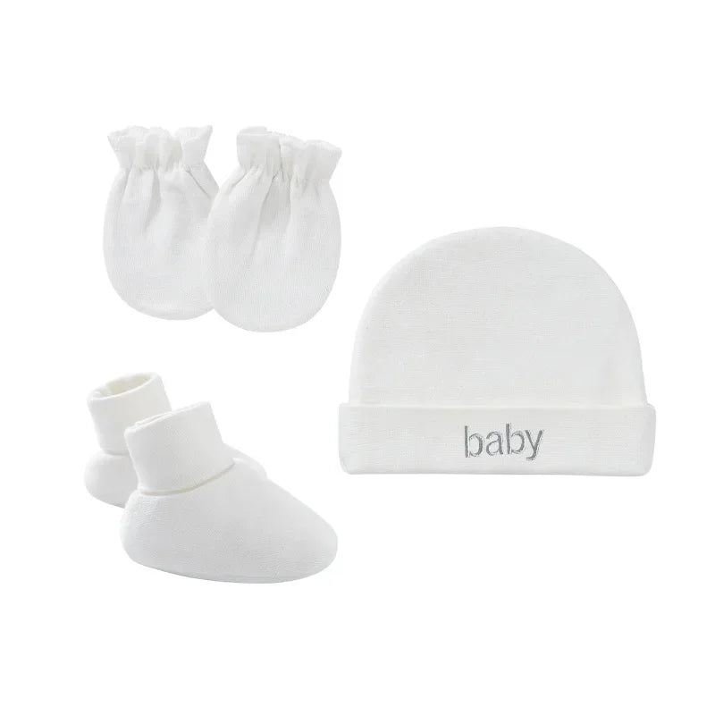 Baby Mittens: Newborn Cotton Hats Mittens Socks Set - Unisex 0-12 Months