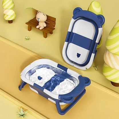 Foldable Baby Bath Tub Intelligent Temperature Display Newborn Tub Bear Style Portable Shower Basin Infant Safety Bath Products