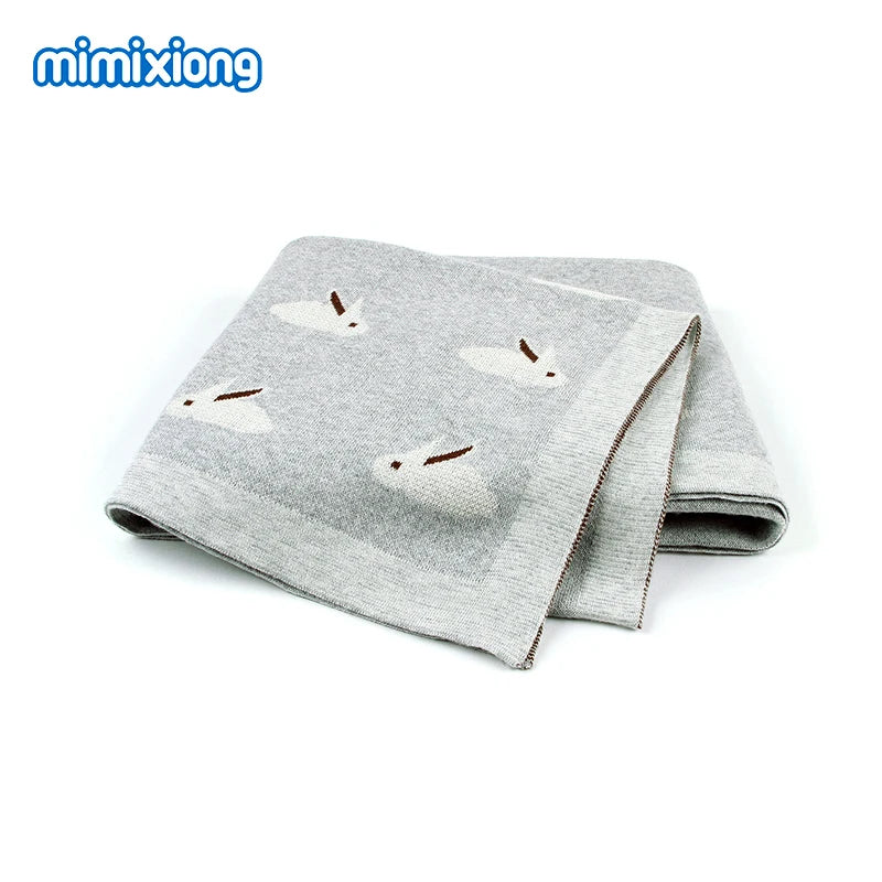 Baby Blankets Newborn Cartoon Swaddle Wrap Monthly Blankets 100%Cotton Knitted Toddler Infant Outdoor Playing Clip Mats 100*80cm