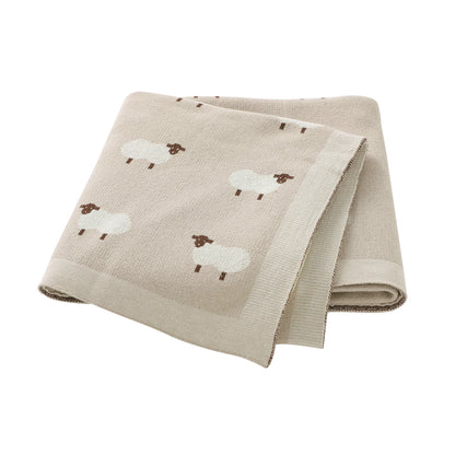 Baby Blankets Newborn Cartoon Swaddle Wrap Monthly Blankets 100%Cotton Knitted Toddler Infant Outdoor Playing Clip Mats 100*80cm