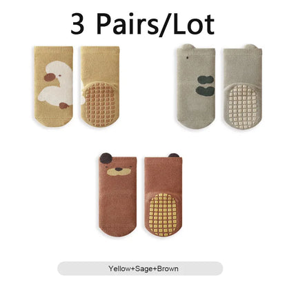 3 Pairs/Lot Baby Floor Socks Winter Thick Warm Kids Tube Sock Indoor Non-Slip Glue Toddler Socks For Boys And Girls