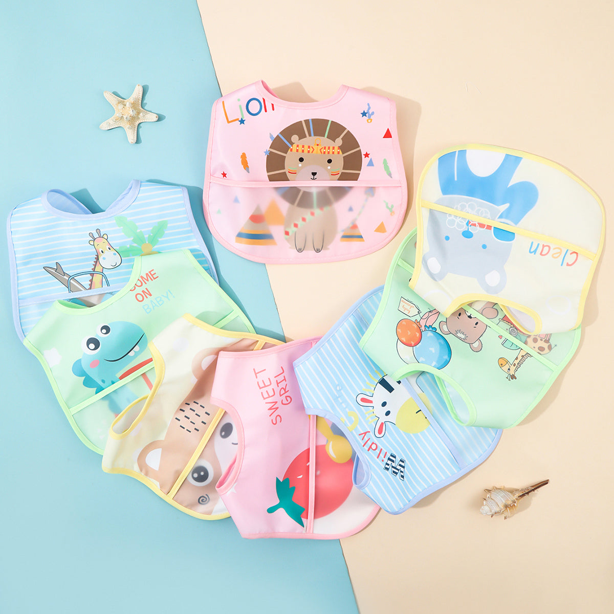 Baby Bibs: Cartoon Bibs Waterproof Bandanas for Newborns