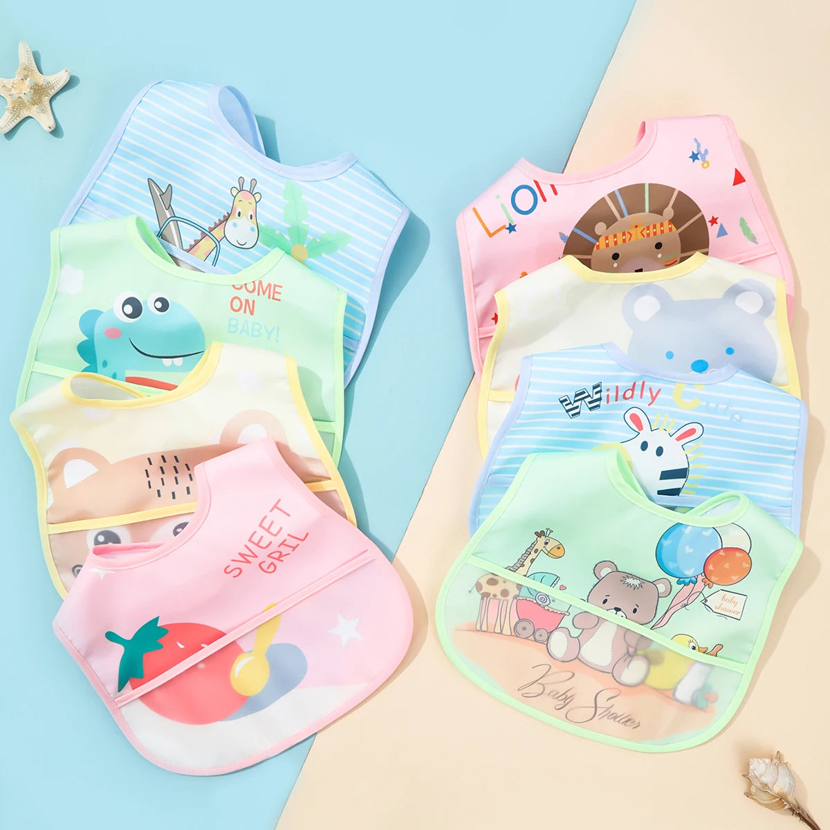 Baby Bibs: Cartoon Bibs Waterproof Bandanas for Newborns