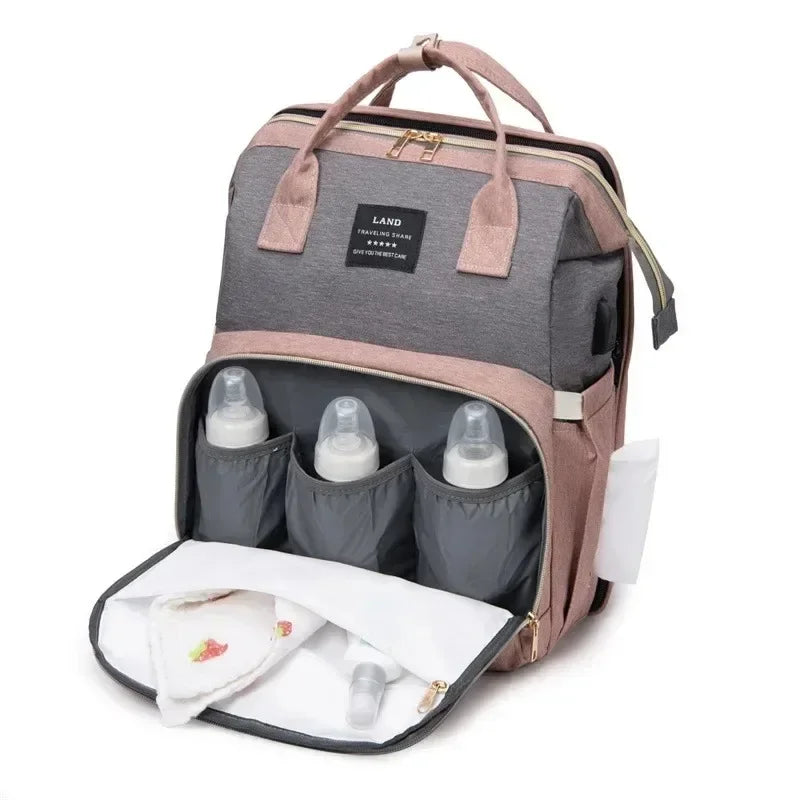 Folding Crib Backpack: Portable Diaper Bag for Moms