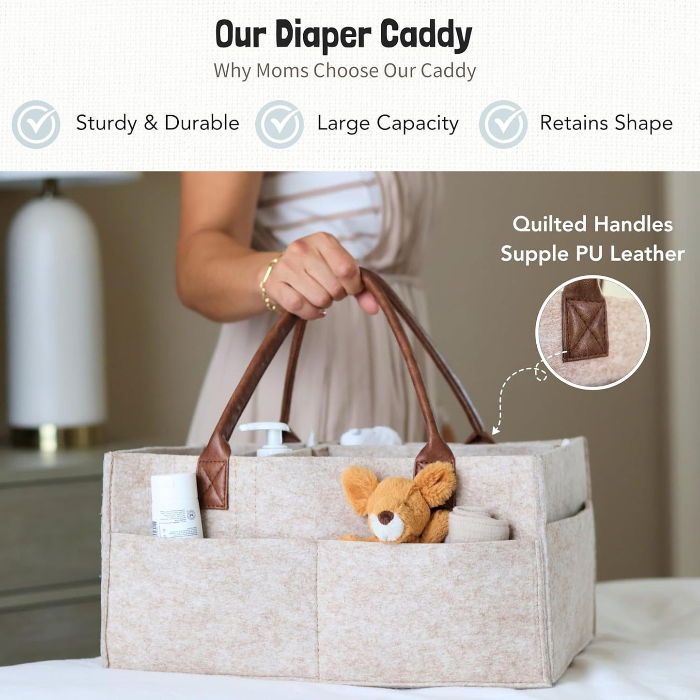 Diaper Bag: Large Pocket Felt Storage Caddy