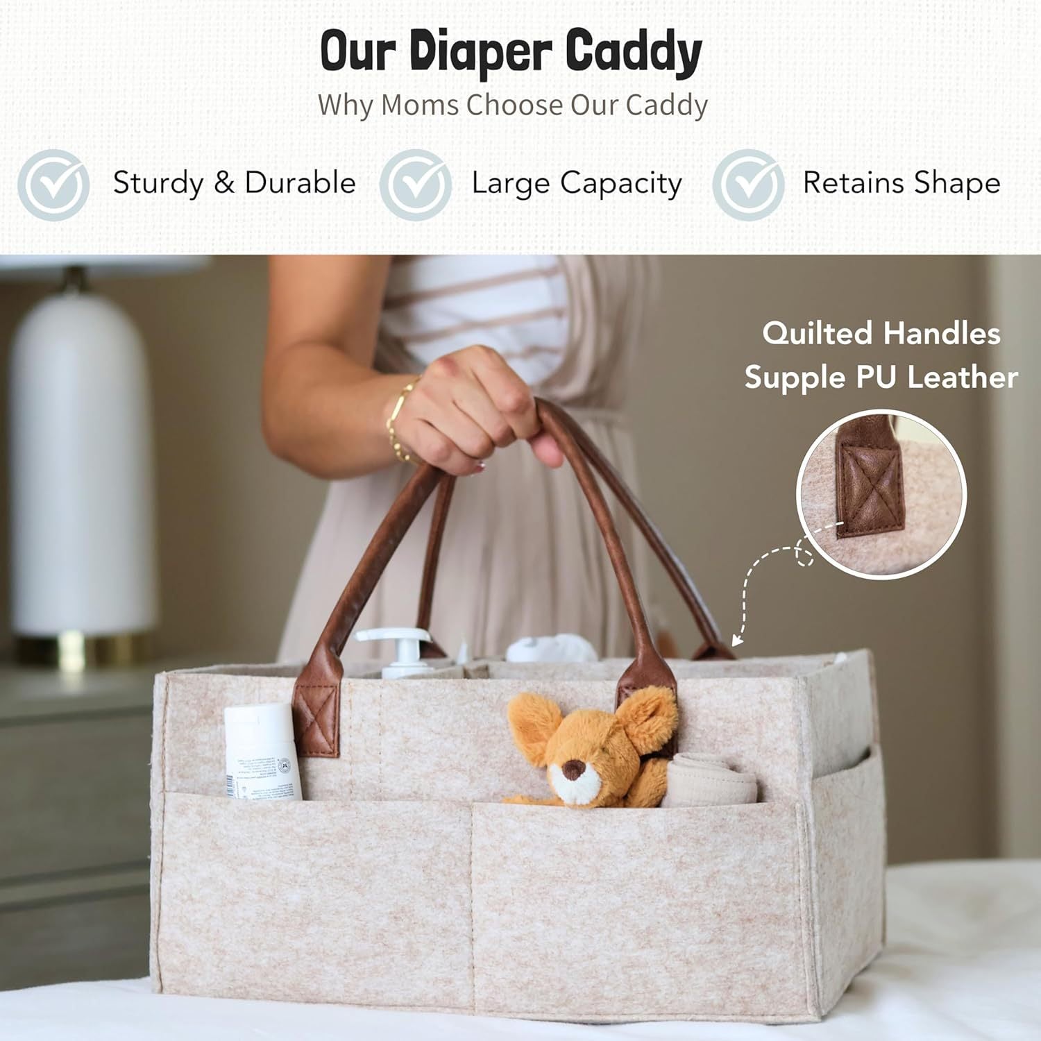 Diaper Bag: Large Pocket Felt Storage Caddy