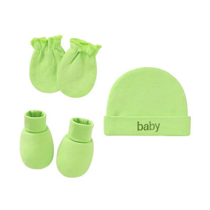 Baby Mittens: Newborn Cotton Hats Mittens Socks Set - Unisex 0-12 Months