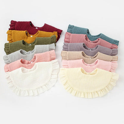 Baby Burp Cloths Lace Bibs - Soft Cotton Adjustable 2pcs