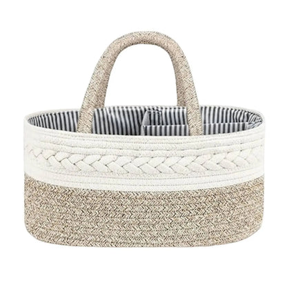 Cotton Rope Diaper Caddy - Foldable Baby Organizer Tote